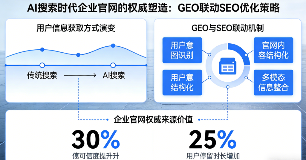 AI 搜索重构流量规则：GEO+SEO 联动，打造官网权威引用力